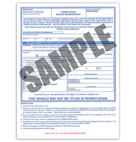 Non California Emission Vehicle Dealer Reassignment Form Mv Dr