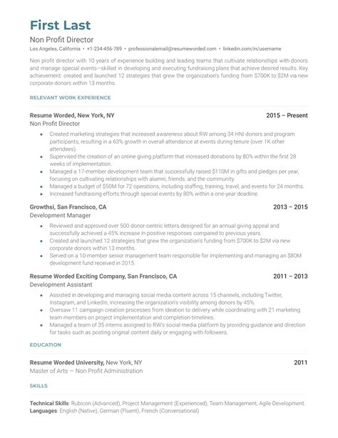 Non Profit Director Resume Examples For 2024 Resume Worded