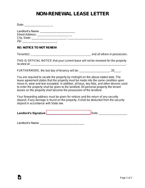 Non Renewal Of Tenancy Contract Letter Sample Pdf Template