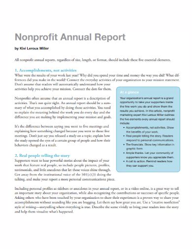 Nonprofit Report 11 Examples Format Pdf