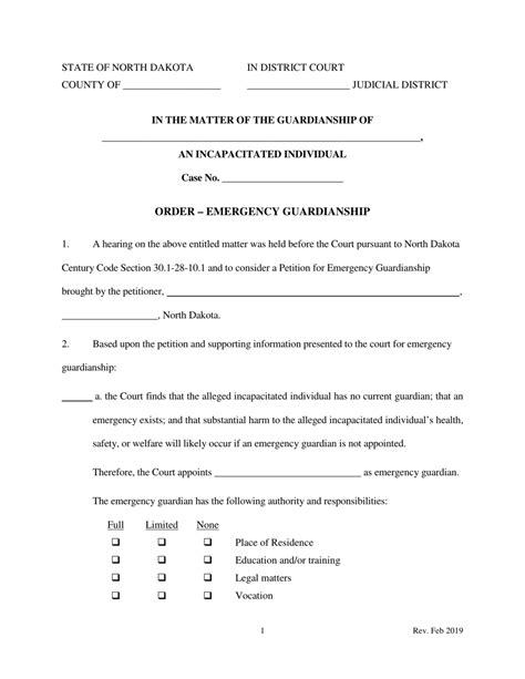 North Dakota Order Emergency Guardianship Fill Out Sign Online And