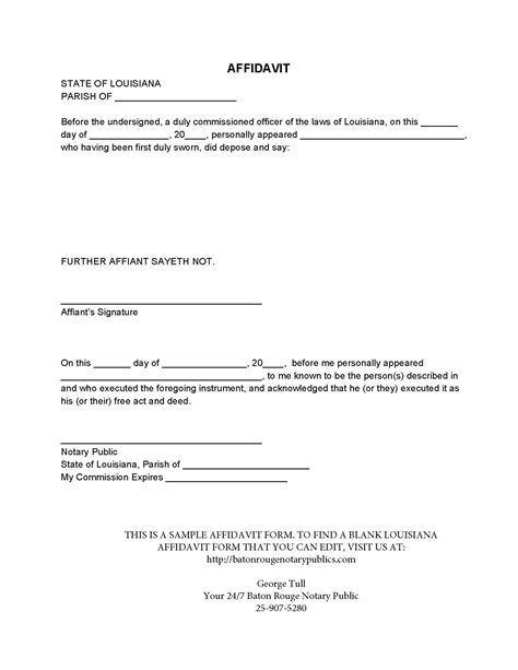 Notarized Affidavit Template Free Printable Documents