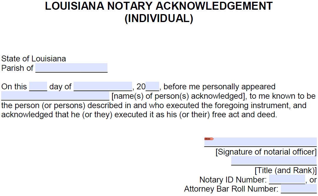 Notary Document Sample Notary Public Louisiana Laws Notary