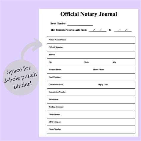 Notary Journal Printable Notary Logbook Editable Form Notary