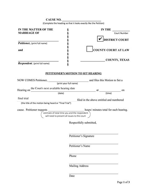 Notice Of Hearing Form Texas Fill Online Printable Fillable Blank