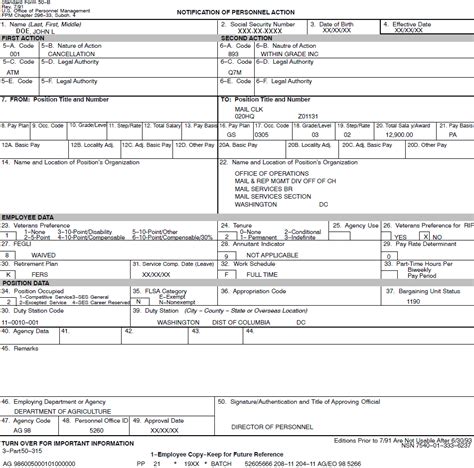 Notification Of Personnel Action Sf 50 Pdfliner