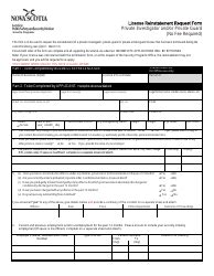 Nova Scotia Canada License Reinstatement Request Form Private