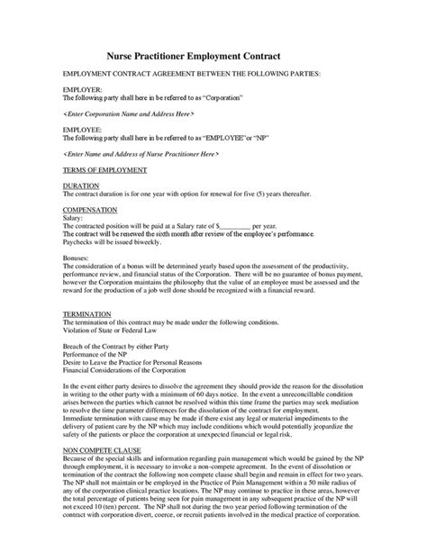 Nurse Practitioner Employment Contract In Word And Pdf Formats Page 3