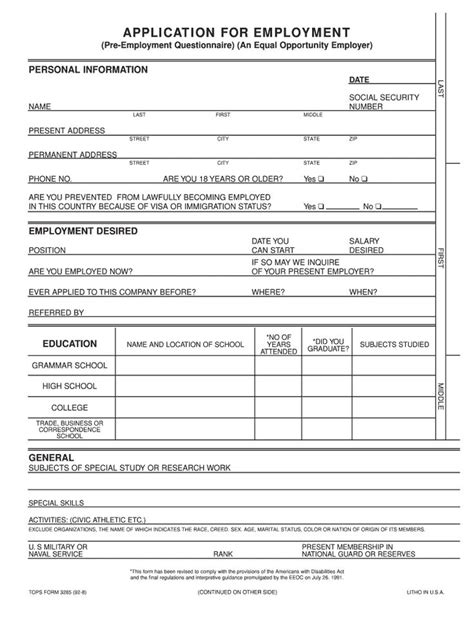 Ny Pre Employment Application Form Fill Online Printable Fillable