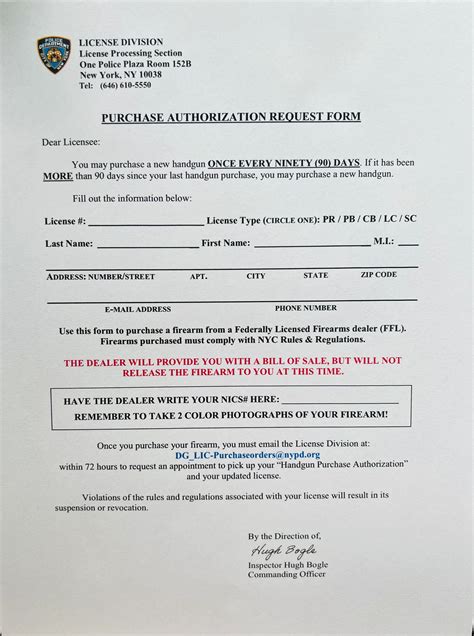 Nypd Purchase Authorization Form Gun Net