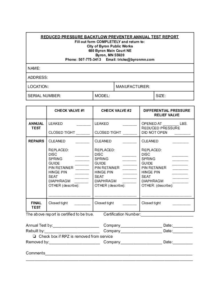 Nys Backflow Test Form Fill Online Printable Fillable Blank