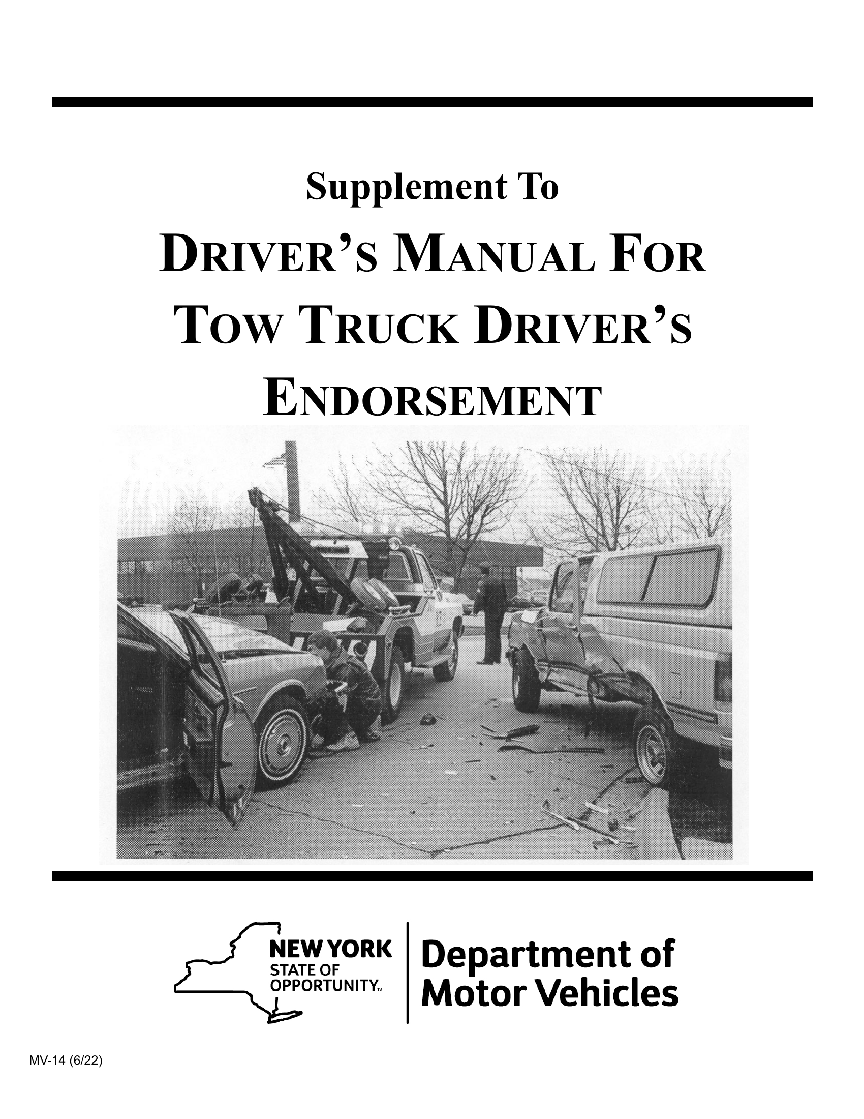 Nys Dmv Form Mv 14 Supplement To Driver S Manual For Tow Truck Driver