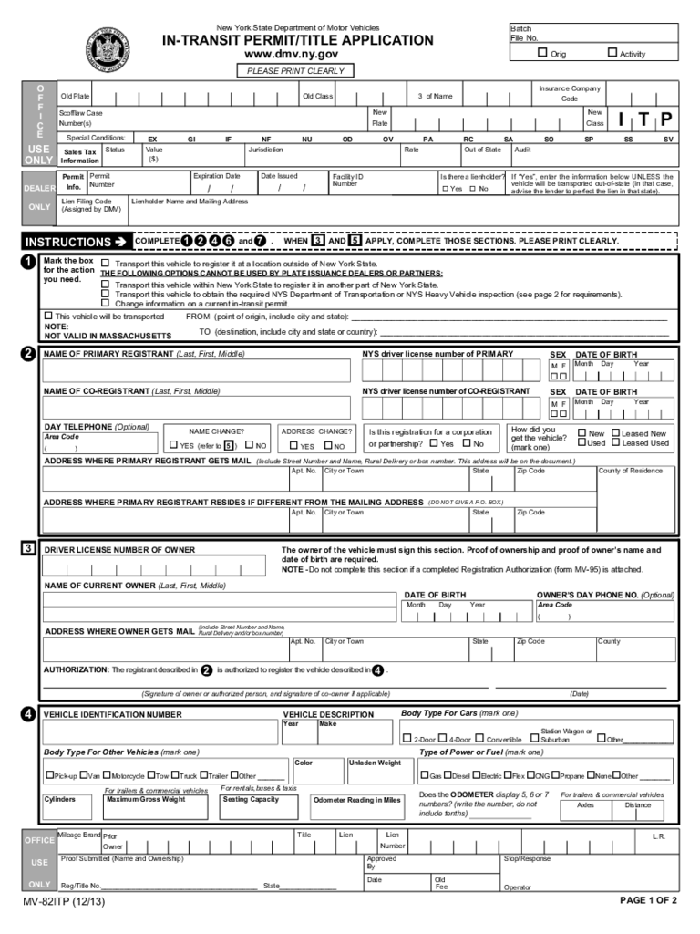 Nys Dmv Motor Vehicle Registration Form Reviewmotors Co