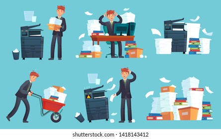 Office Documents Copier Printed Prints Paper Unorganized