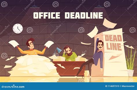 Office Paperwork Deadline Cartoon Poster Stock Vector Illustration Of Delay Business 114697315