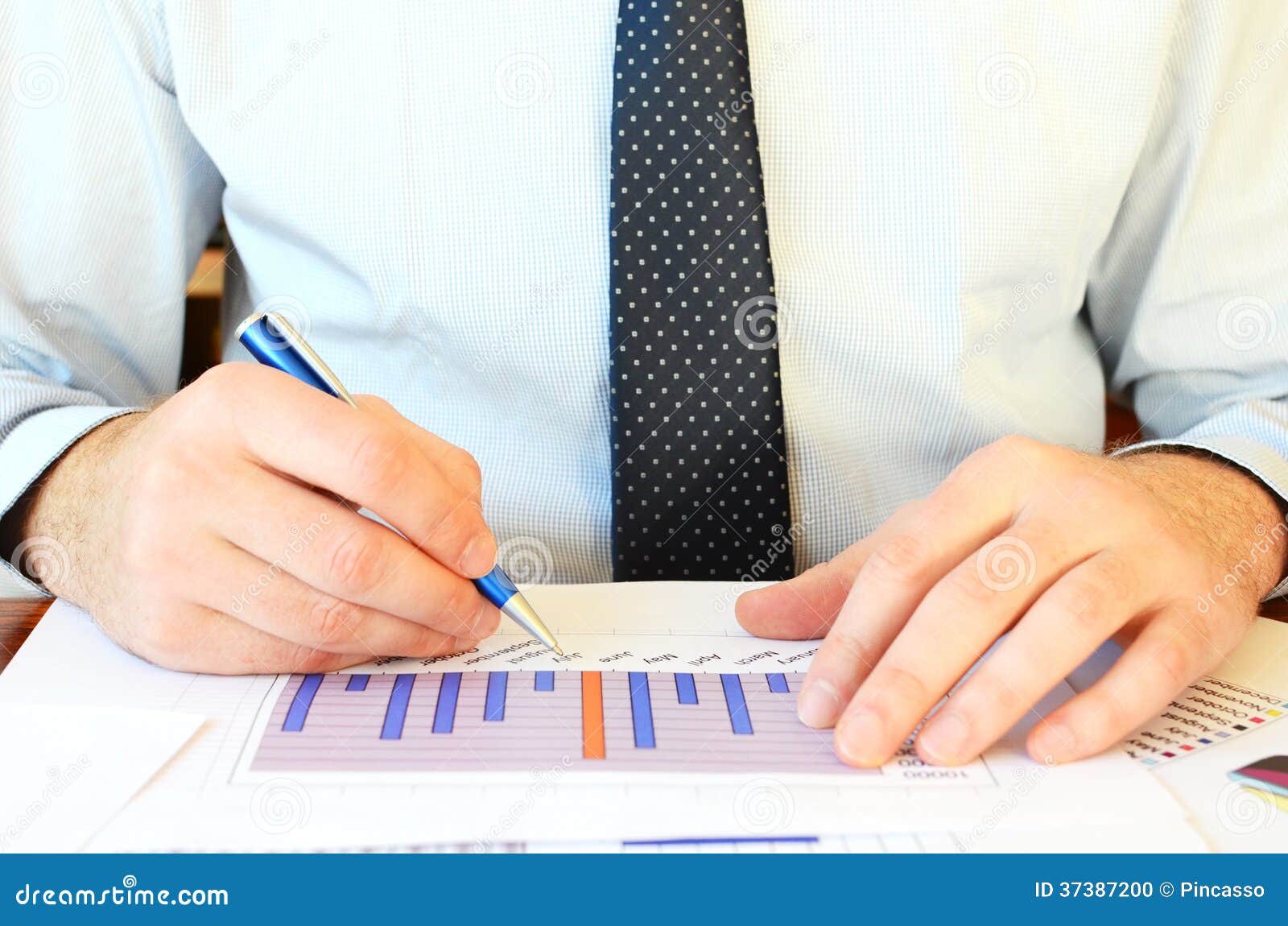 Office Worker Man Reading Paperwork Stock Image Image Of Casual