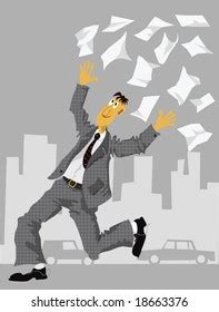 Office Worker Throw Away His Paperwork Stock Vector Royalty Free