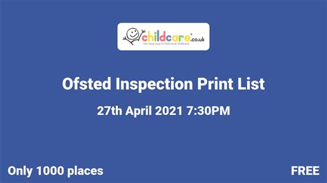 Ofsted Inspection Print List Childcare Co Uk