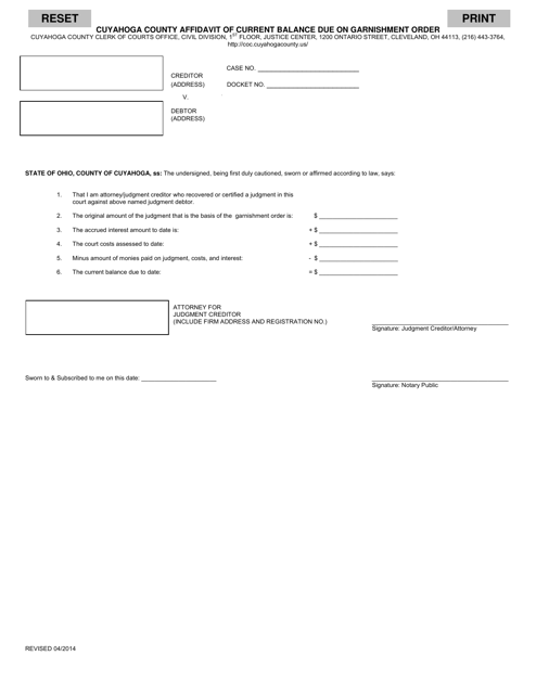 Oh Garnishment Ohio Doc Template Pdffiller