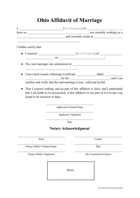 Ohio Affidavit Of Marriage Fill Out Sign Online And Download Pdf