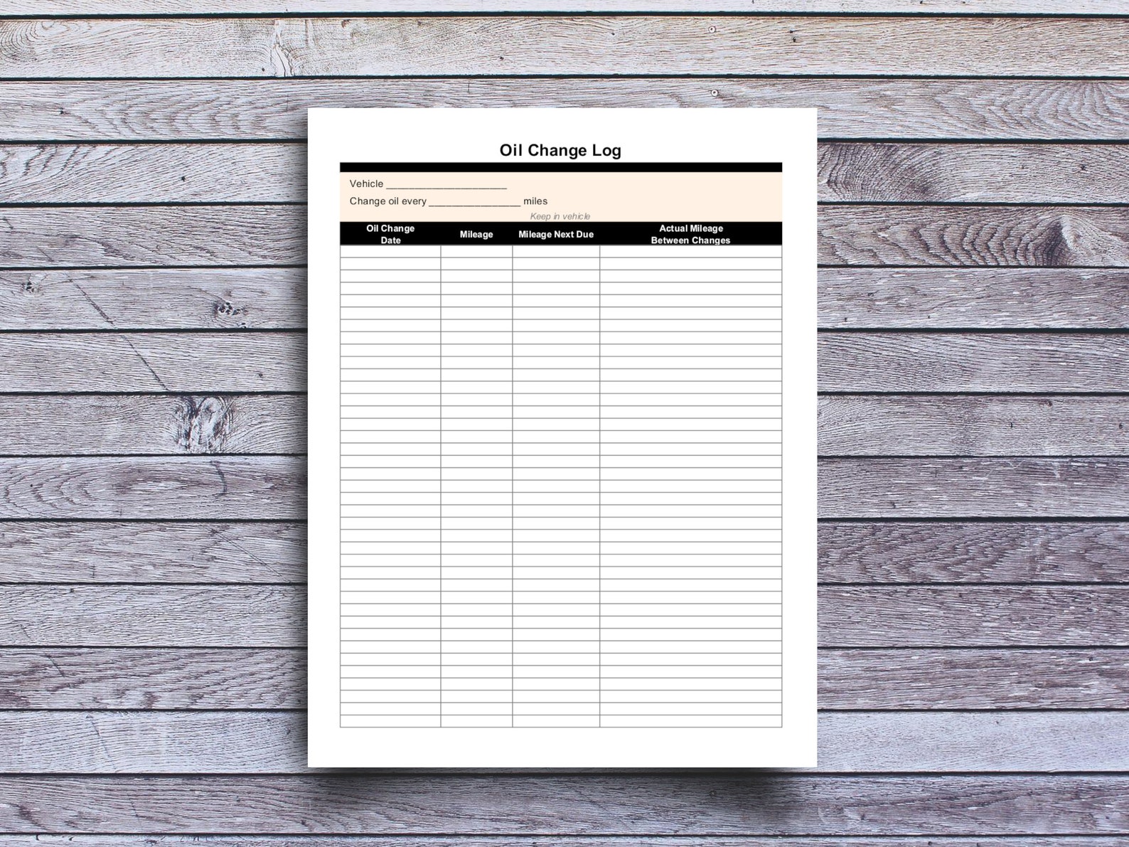 Oil Change Log Printable Oil Change Tracker Oil Filter Etsy