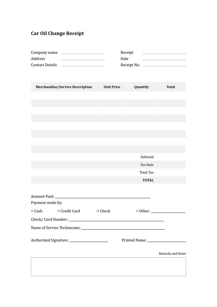 Oil Change Receipt Template Fill Out Sign Online And Download Pdf