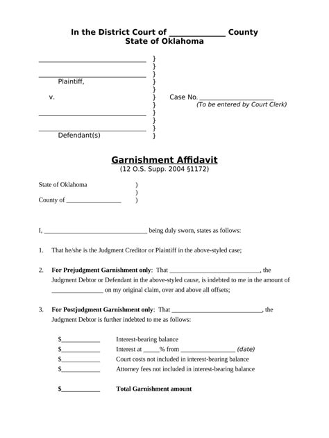 Oklahoma Garnishment Forms Fill Out Sign Online Dochub