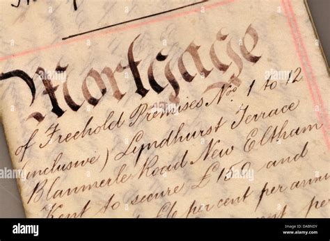 Old Mortgage Document 1910 Written On Vellum Stock Photo Alamy