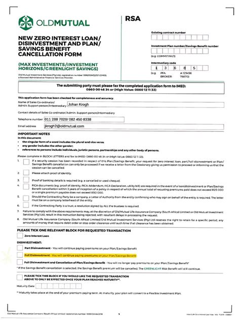 Old Mutual Max Disinvestment Forms Pdf