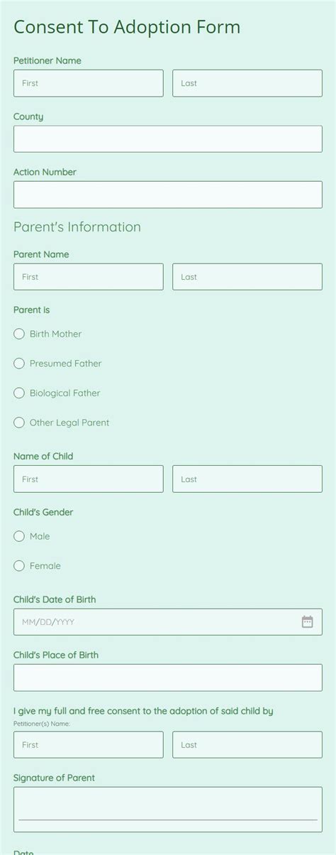 Online Consent To Adoption Form Template 123Formbuilder