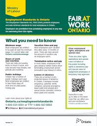 Ontario Updates Required For Workplace Esa Poster Monkhouse Law