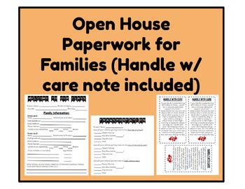 Open House Paperwork For Families Handle W Care Note Included