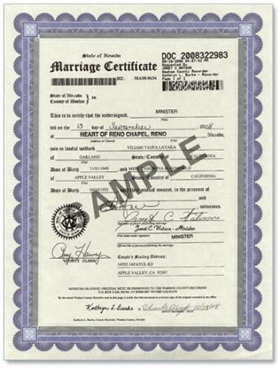 Order Reno And Las Vegas Wedding Certificates Online Hubpages