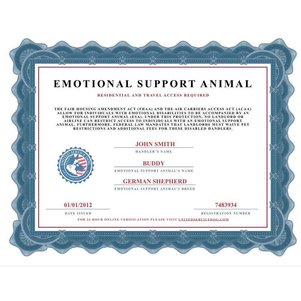 Order Service Dog Or Esa Certificates And Paperworks Online