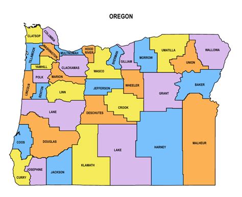 Oregon County Map Editable Printable State County Maps