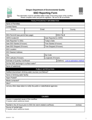 Oregon Department Of Environmental Quality Sso Reporting Form Deq