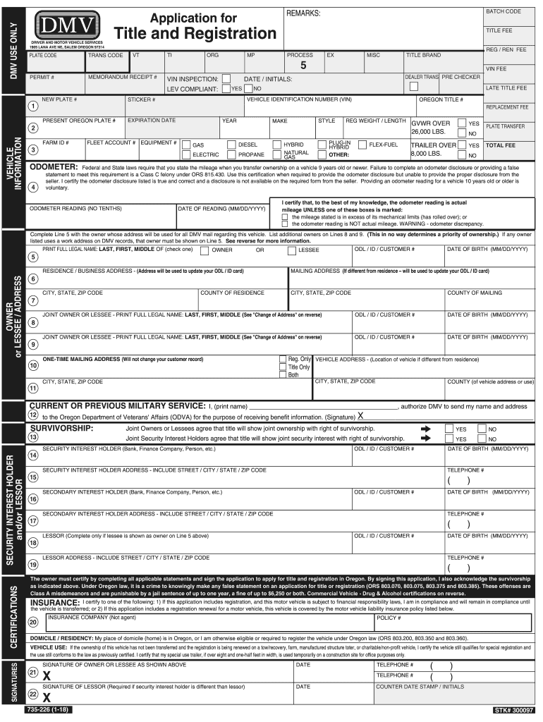 Oregon Dmv Form 735 0230 Salvage Title Application For Replacement Forms Docs 2023