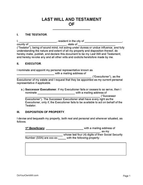 Oregon Last Will And Testament Templates Free Word Pdf Odt