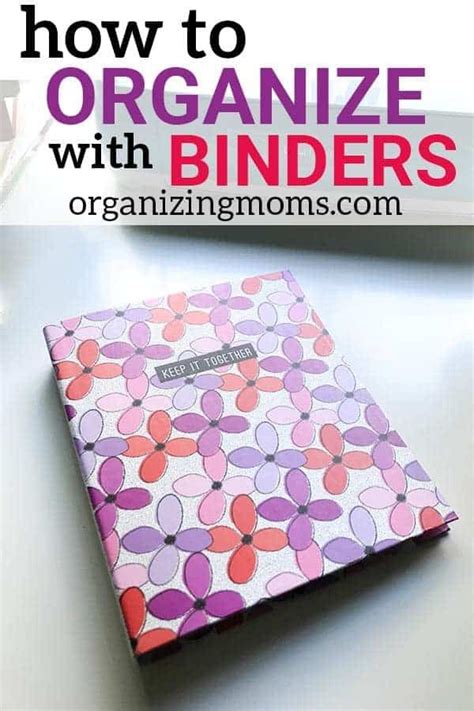 Organizing With Binders Organizing Moms