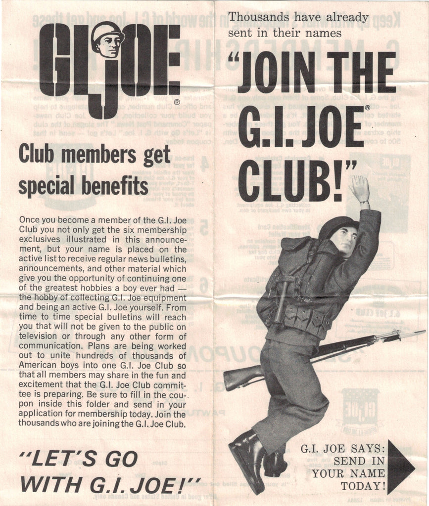 Original 1964 Hasbro Gi Joe Amp Quot Join The Gi Joe Club Amp Quot Paperwork Ryan Amp 39 S Vintage Gi Joe Amp Toy Bricks