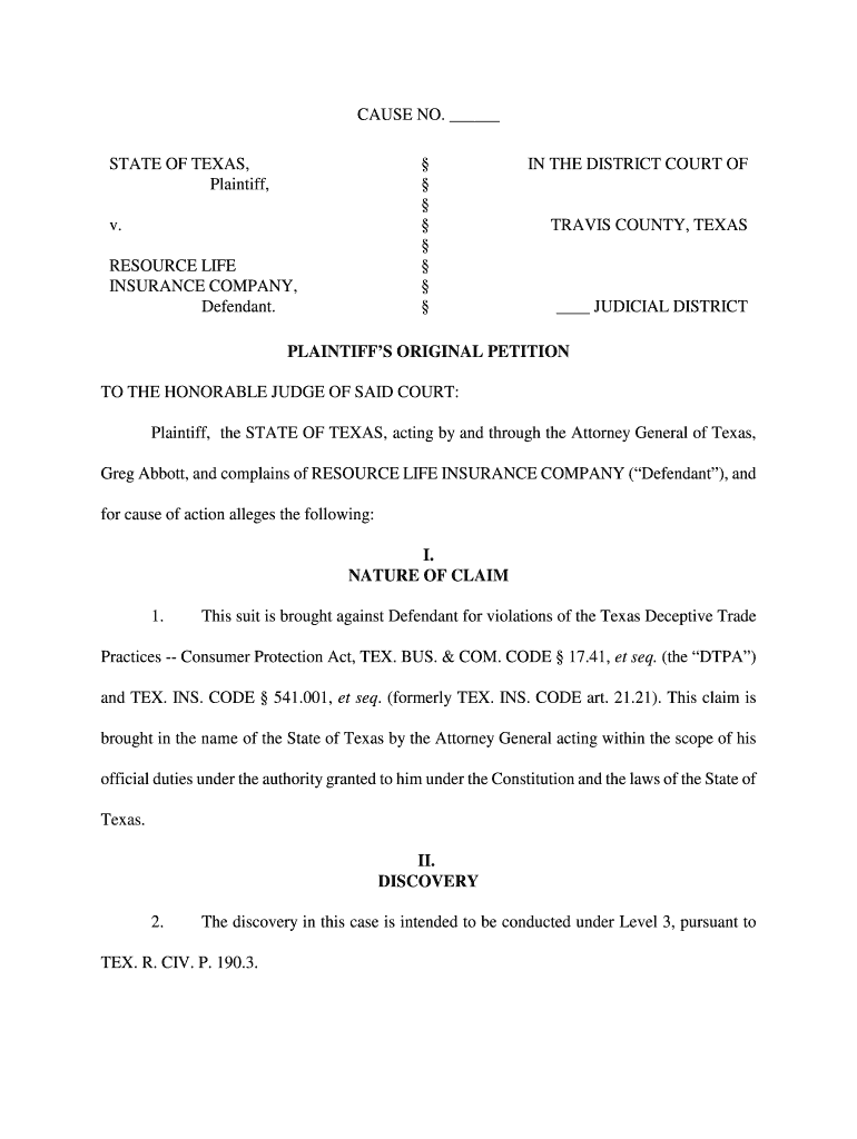 Original Petition Format Complete With Ease Airslate Signnow