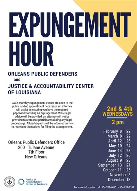 Orleans Public Defenders Expungement Hour Now Every Month