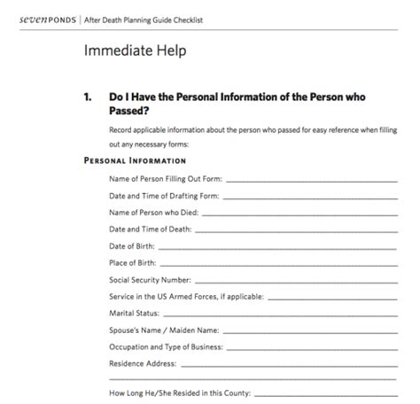 Our Weekly Tip Use A Checklist Of Priorities When Someone Dies Sevenponds Blogsevenponds Blog