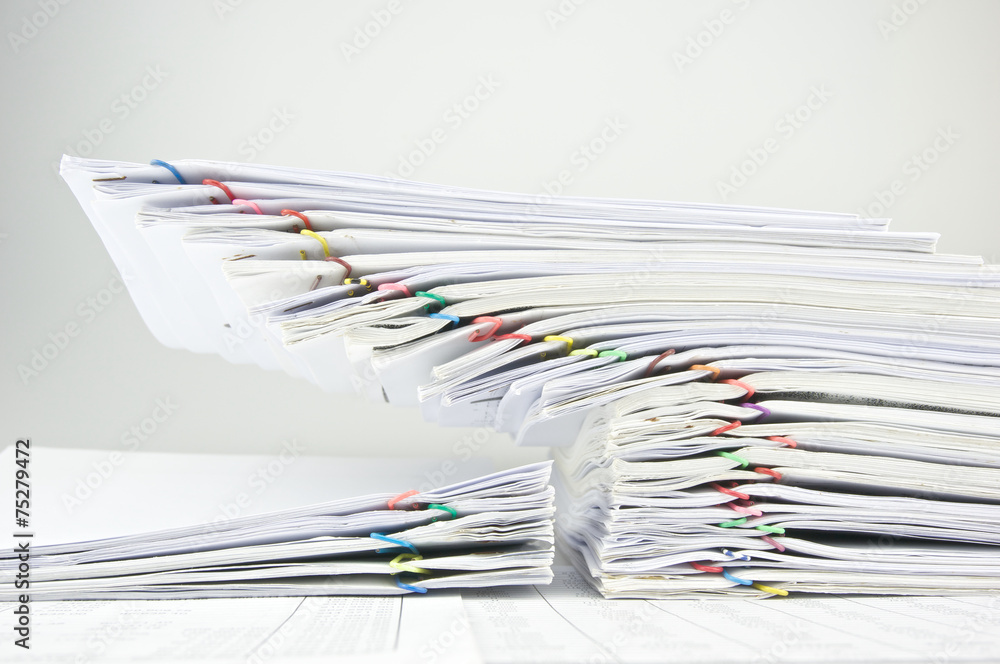 Overload Pile Paperwork Of Sales And Receipt Over House Stock Photo