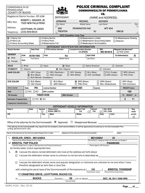 Pa Criminal Complaint Example Fill Out Sign Online Dochub