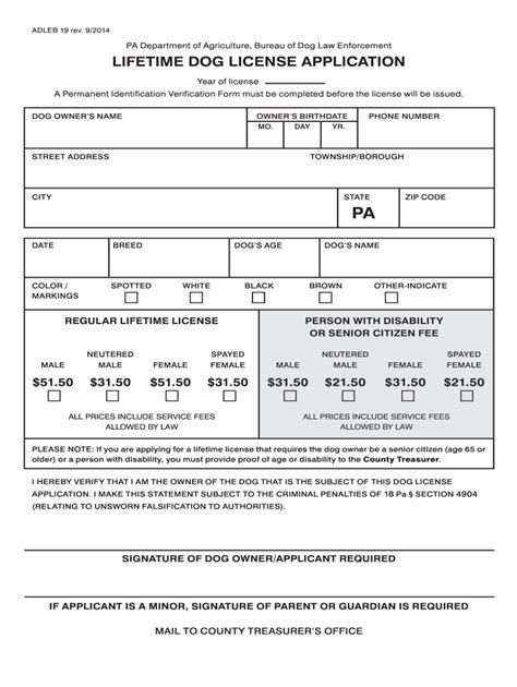 Pa Dog License Application Fill And Sign Printable Template Online