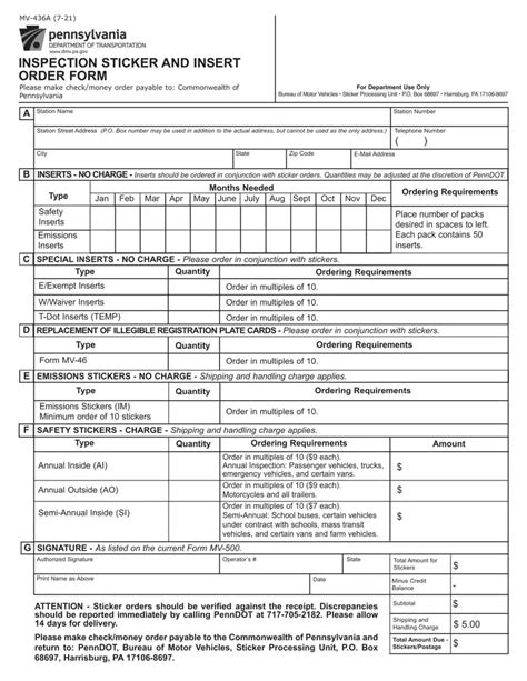 Pa Inspecrion Sticker Fill Out Printable Pdf Forms Online