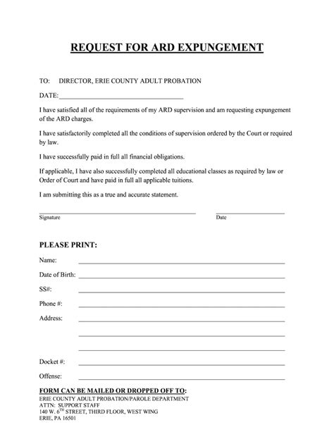 Pa Request For Ard Expungement Erie County Fill And Sign Printable