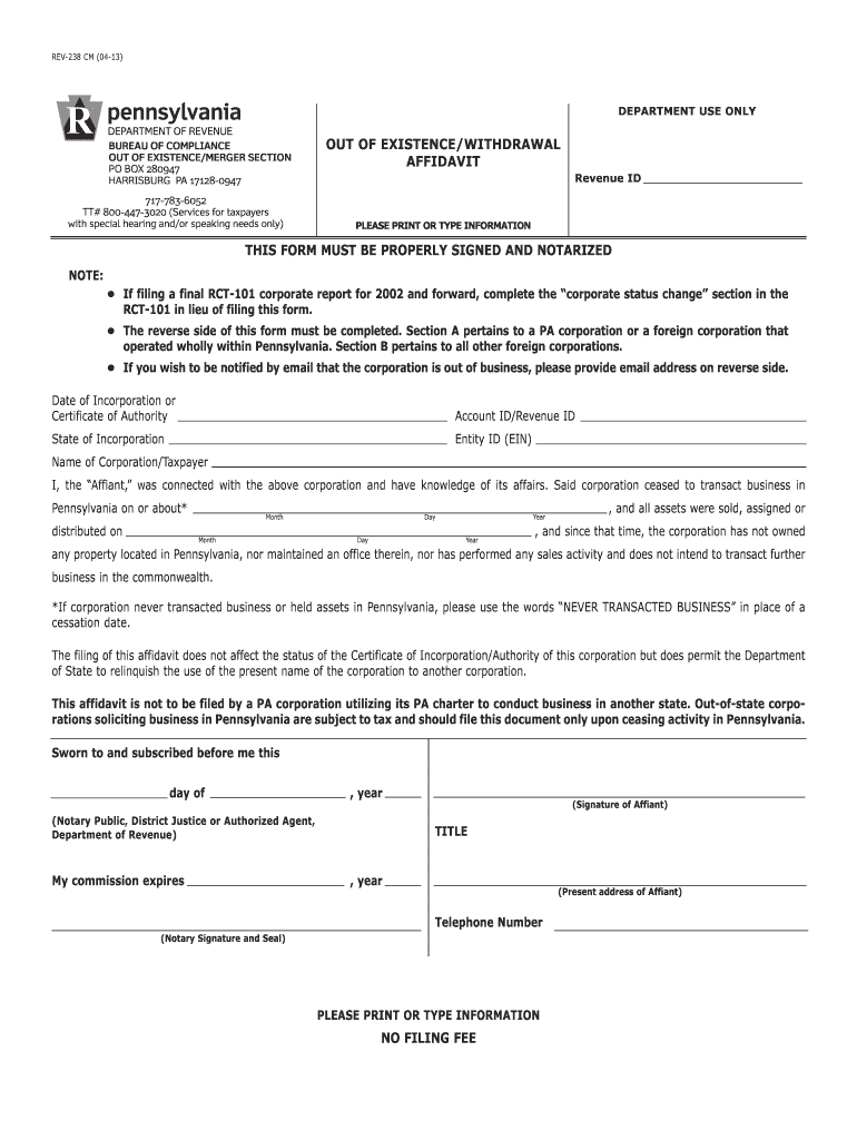 Pa Rev 238 2013 2021 Fill Out Tax Template Online Us Legal Forms