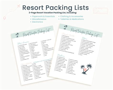 Packing List Template Bundle For Travel Agents Resort Honeymoon European Trip Cruise Alaska